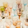Outlet Set Of 6 Glasses Assorted Shapes Texture Nuances Amber Pink - White Wine Tableware