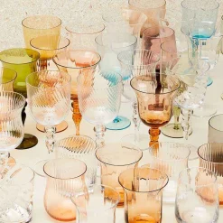Outlet Set Of 6 Glasses Assorted Shapes Texture Nuances Amber Pink - White Wine Tableware