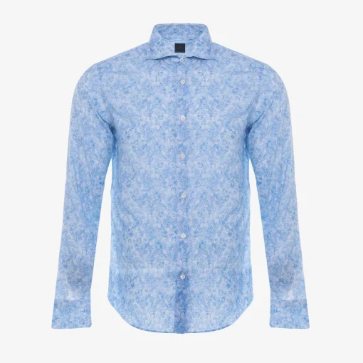Light Blue Sean Shirt With Paisley Print For Men