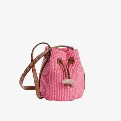 Discount Nirmala Raffia Bucket Bag Pink Bags & Accessories