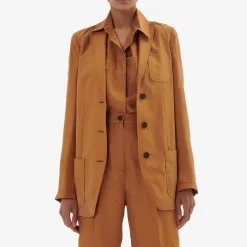 Burned Orange Deconstructed Blazer Outerwear