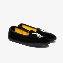 Sale X Allagiulia Artisanal Black Velvet Loafers With Embroidery For Men