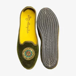 Clearance X Allagiulia Green Velvet Loafers With Embroidery For Men