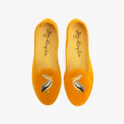 Best X Allagiulia Mustard Velvet Loafers With Pellican Embroidery For Men