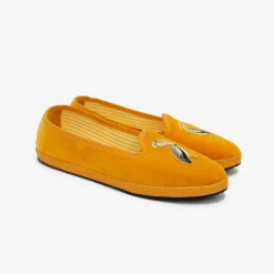 Best X Allagiulia Mustard Velvet Loafers With Pellican Embroidery For Men