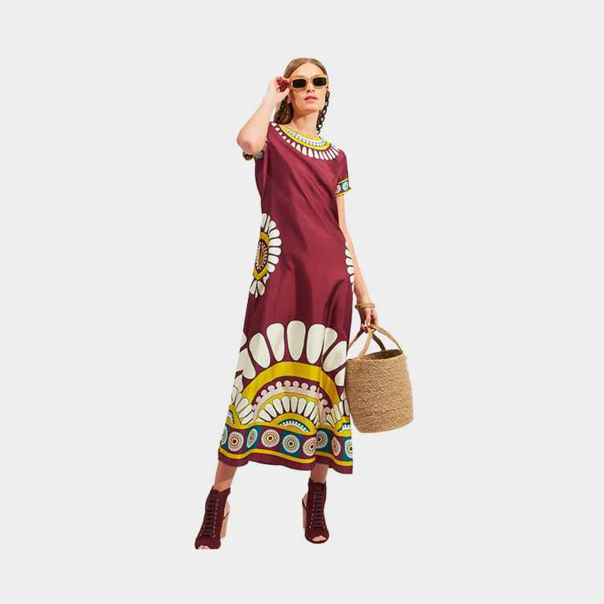 Clearance X La Doublej Swing Dress - Bordeaux Solar Placee Dresses