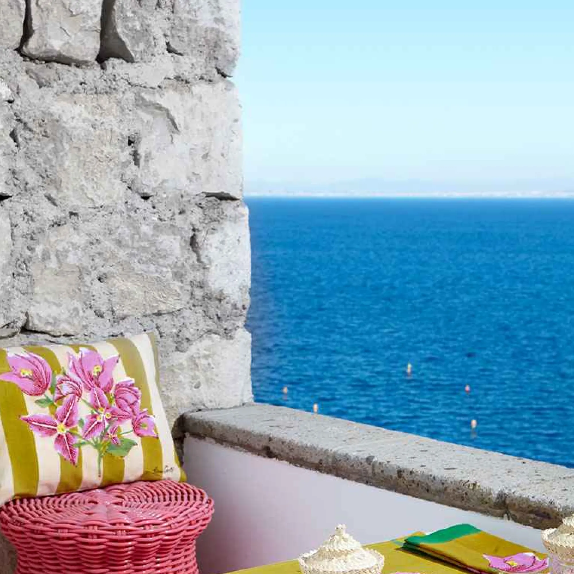 Sale X Lisa Corti Bougainvillea Mustard Stripes Baby Pillow Living Room