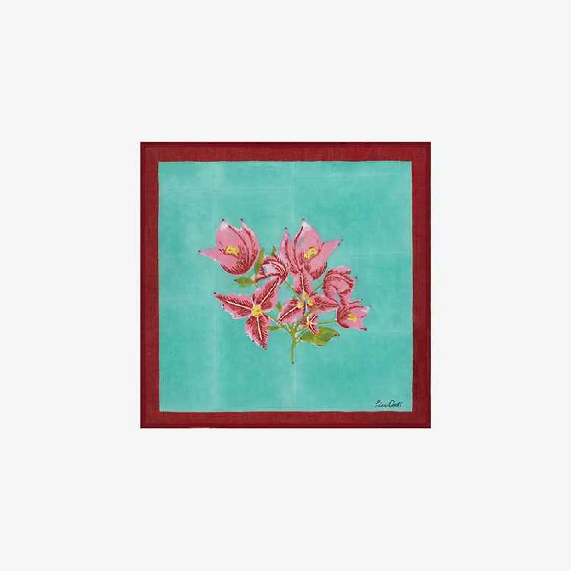 X Lisa Corti Bougainvillea White Veronese Stripes Napkin Tableware