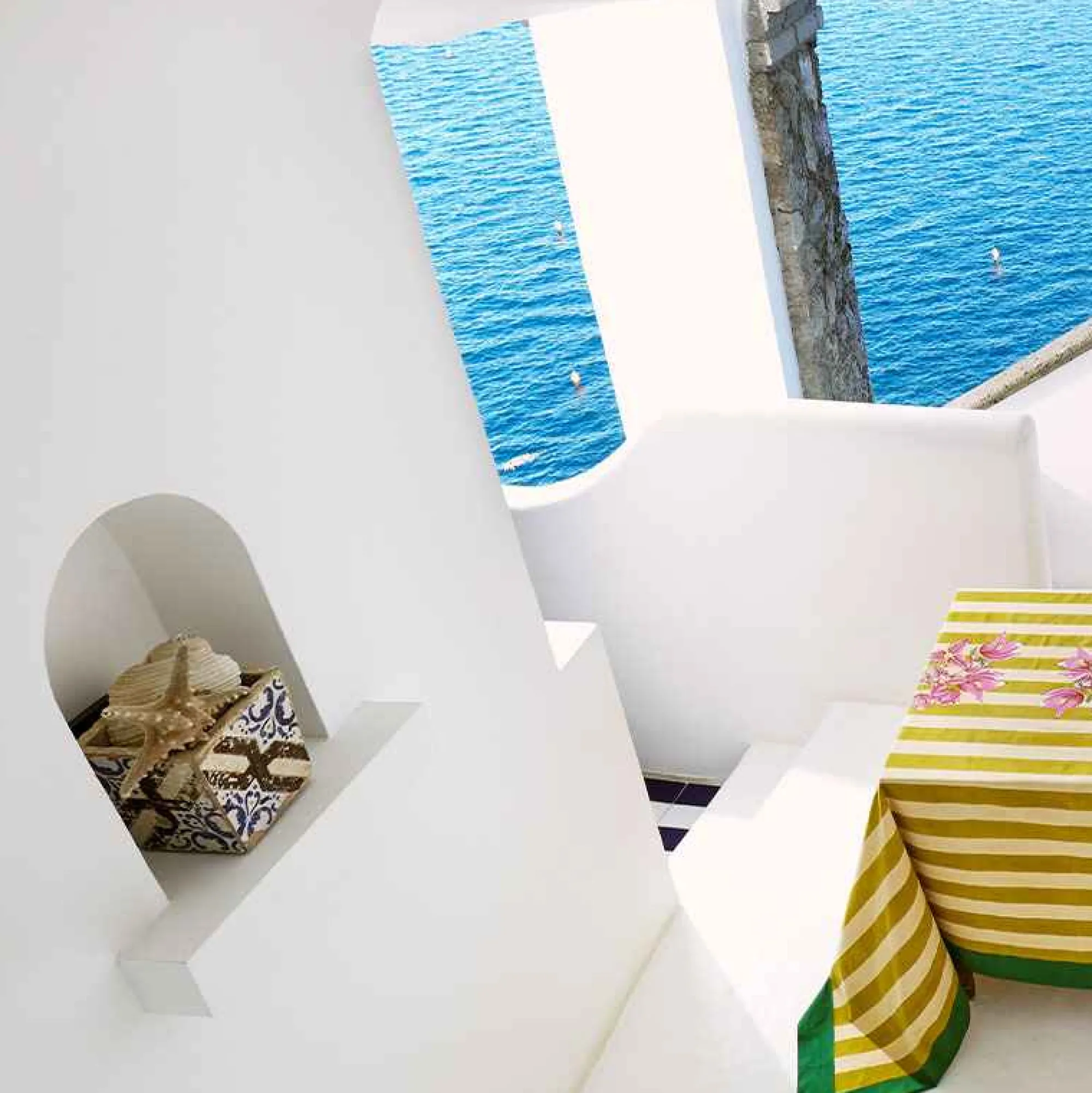 New X Lisa Corti Bougainvillea Mustard Stripes Tablecloth Tableware