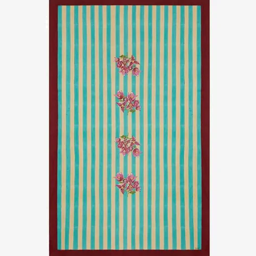 Outlet X Lisa Corti Bougainvillea White Veronese Stripes Table Cover Tableware