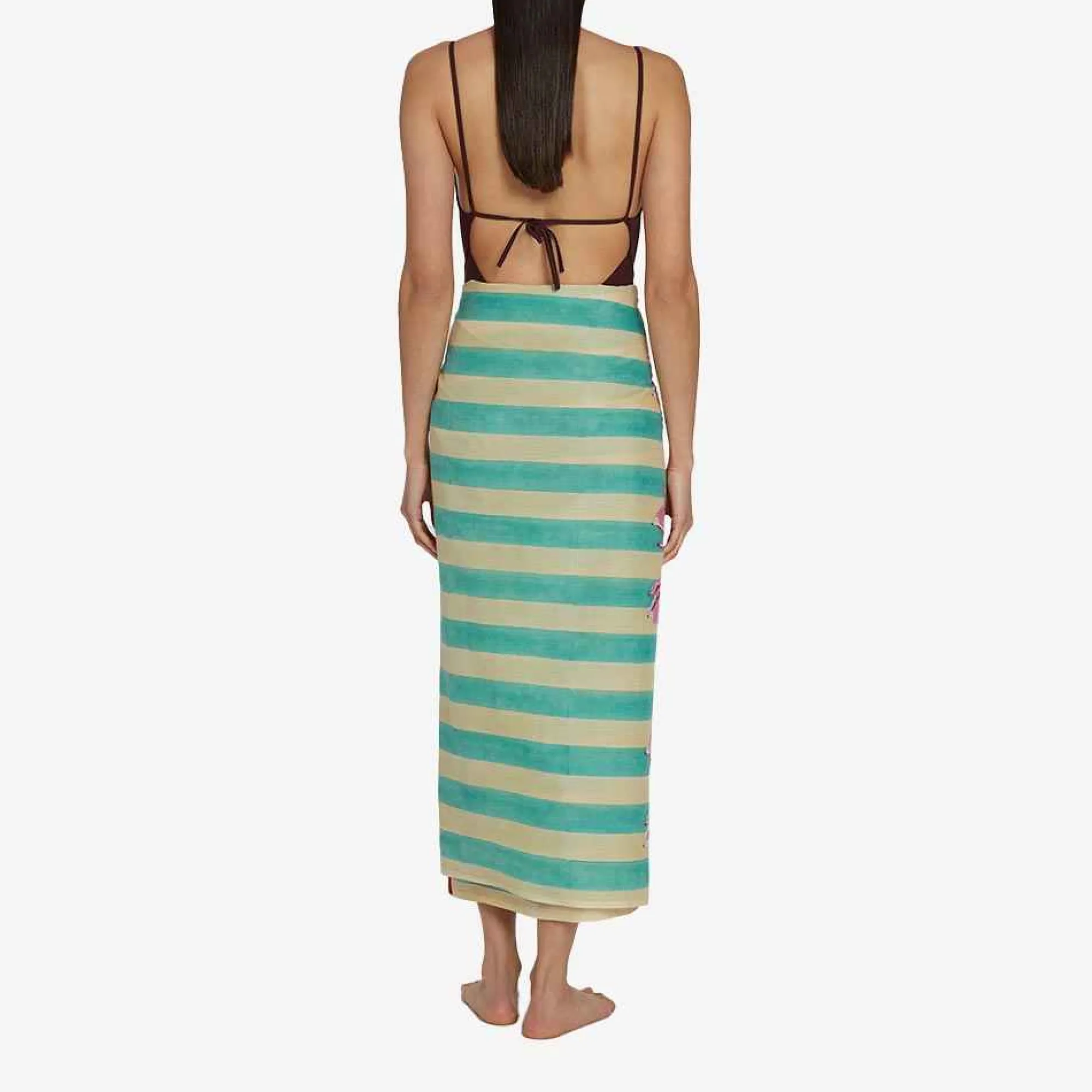 X Lisa Corti Bouganville White Veronese Stripes Sarong Tableware