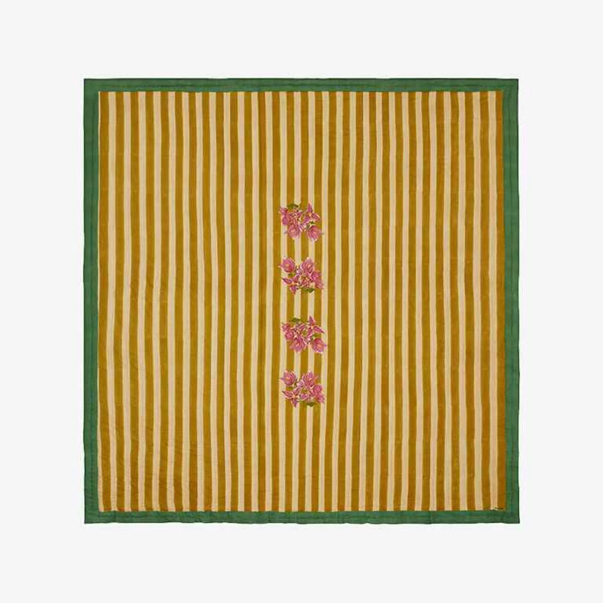 Best X Lisa Corti Bougainvillea Mustard Stripes Quilt Bedroom