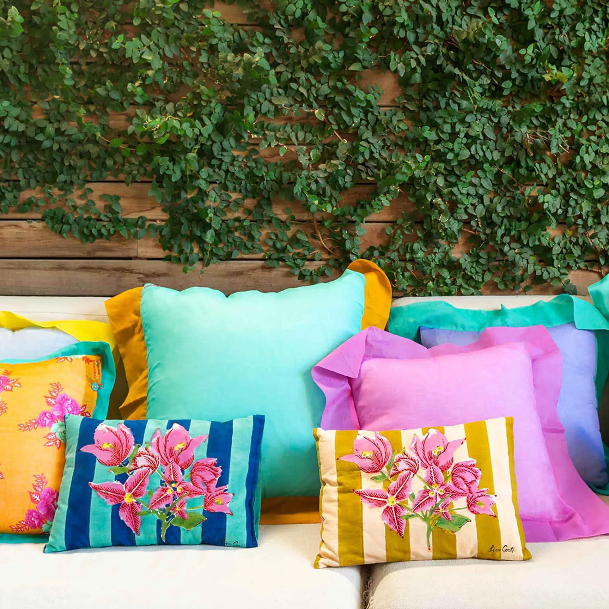 Clearance X Lisa Corti Bougainvillea Stripes Baby Pillow Living Room