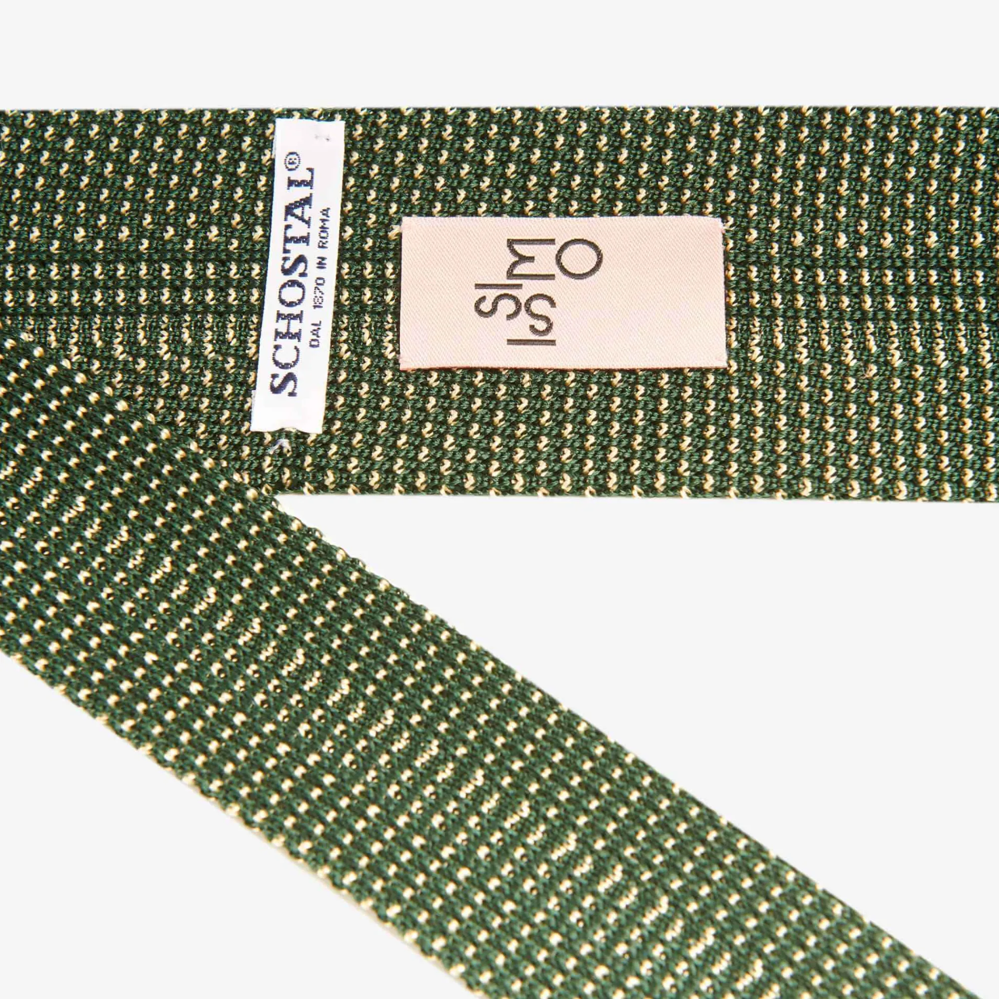 Outlet X Schostal Polka Dot Knitted Silk Tie - Dark Green For Men