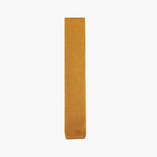 Outlet X Schostal Polka Dot Knitted Silk Tie - Mustard For Men