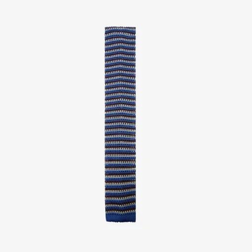 X Schostal Striped Knitted Silk Tie - Multicolor Blue For Men