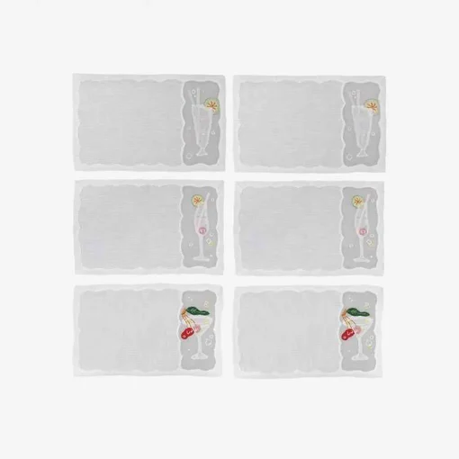 Discount Embroidered Cocktail Napkins - Set Of 6 Tableware