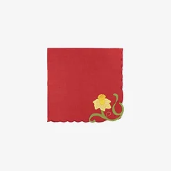 Hot Flowered Embroidered Placemats And Napkins - Set Of 6 Tableware